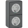 Schneider Electric Mureva Styl wandcontactdoos 2-voudig verticaal IP55 antraciet