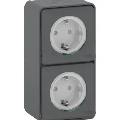 Schneider Electric Mureva Styl wandcontactdoos 2-voudig verticaal IP55 antraciet