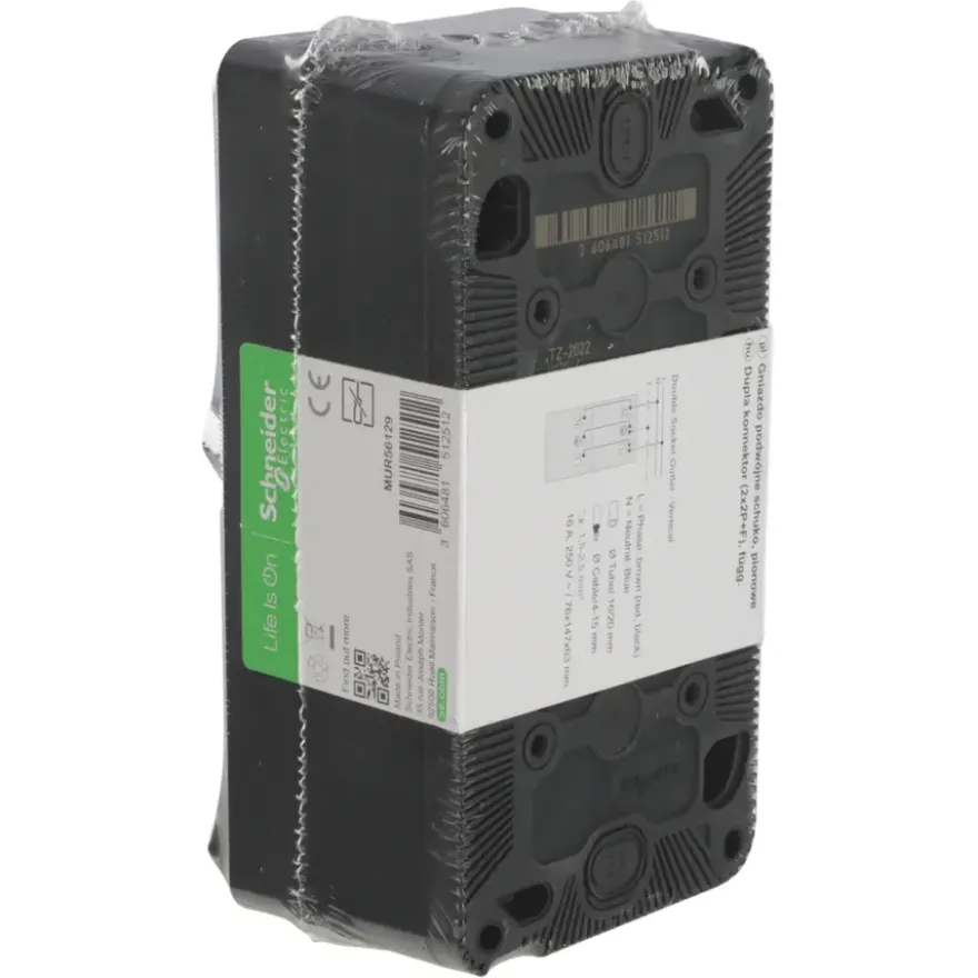 Schneider Electric Mureva Styl wandcontactdoos 2-voudig verticaal IP55 antraciet
