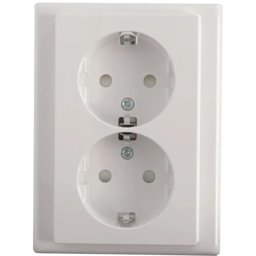 Schneider Merten System-M Dubbel Geaard Stopcontact Actief Wit