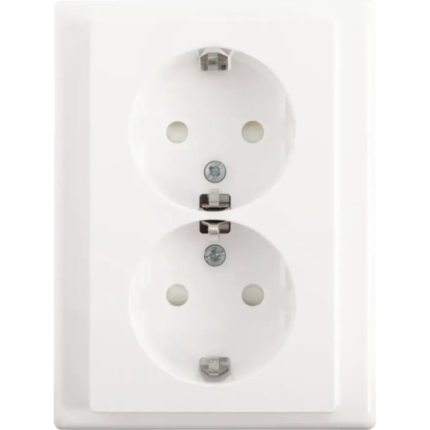 Schneider Merten System-M Dubbel Geaard Stopcontact Actief Wit