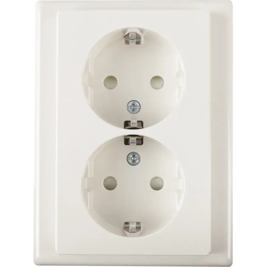 Schneider Merten System-M Dubbel Geaard Stopcontact Polarwit