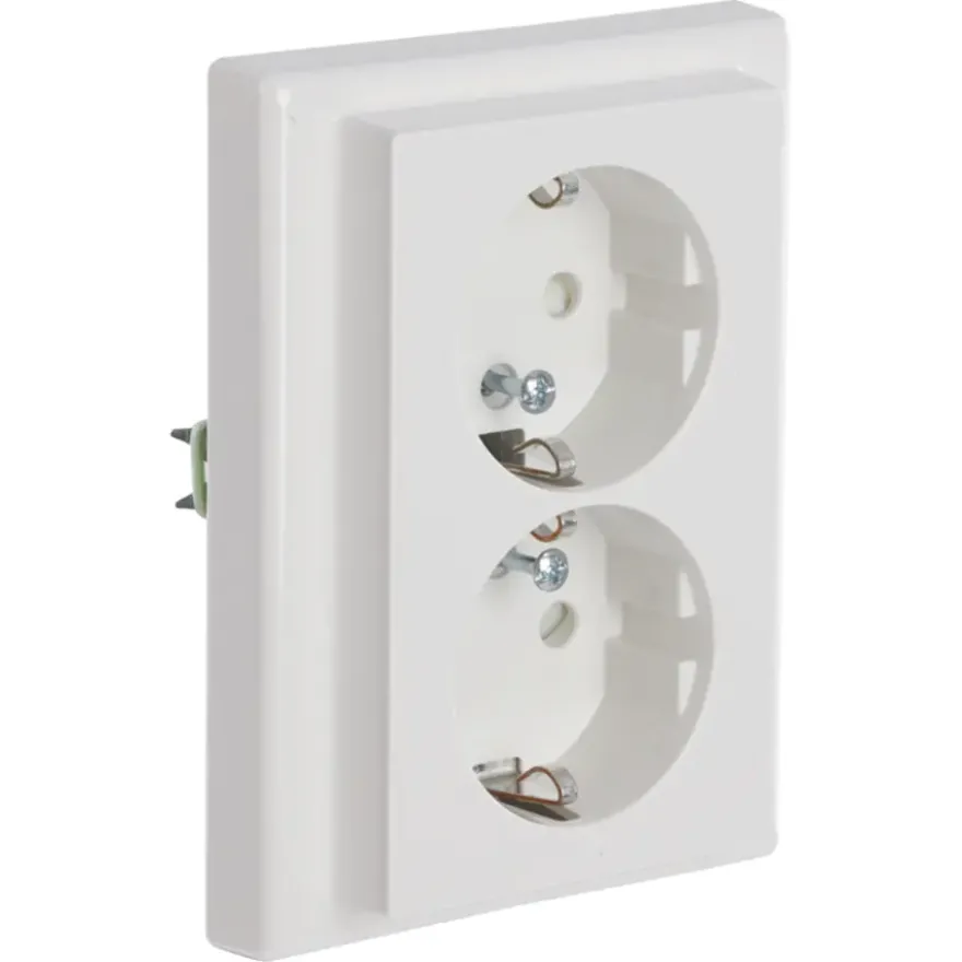 Schneider Merten System-M Dubbel Geaard Stopcontact Polarwit