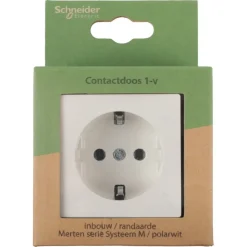Schneider Merten System-M Enkel Geaard Stopcontact Polarwit