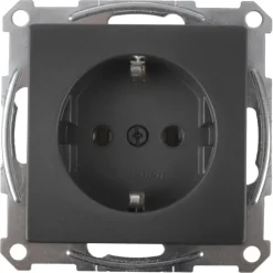 Schneider Merten System-M Enkel Geaard Stopcontact Antraciet