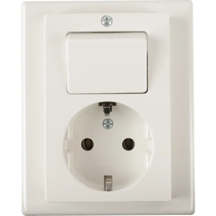 Schneider Merten System-M Geaard Stopcontact met Wisselschakelaar Polarwit