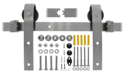 Schuifdeursysteem industrieel RVS complete set met hangrollen