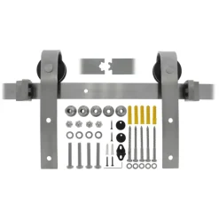 Schuifdeursysteem industrieel RVS complete set met hangrollen