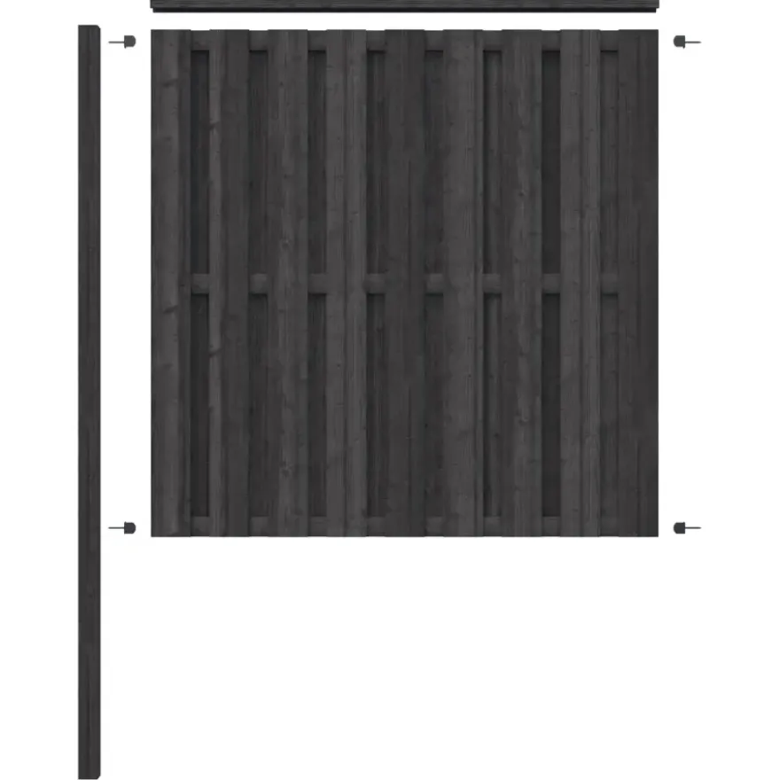 Schutting volgpakket Royal grenen hout antraciet 1,9 m lang