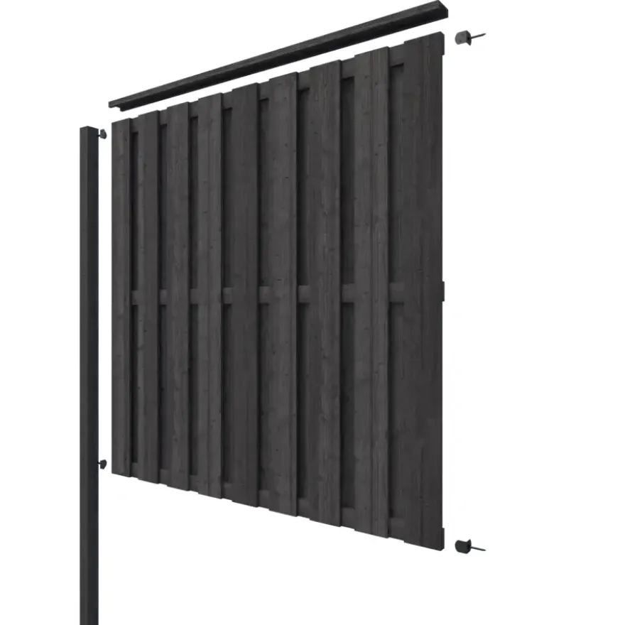 Schutting volgpakket Royal grenen hout antraciet 1,9 m lang