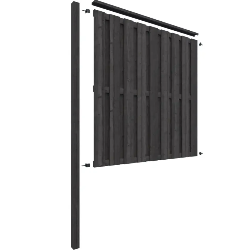 Schutting volgpakket Royal grenen hout antraciet 1,9 m lang