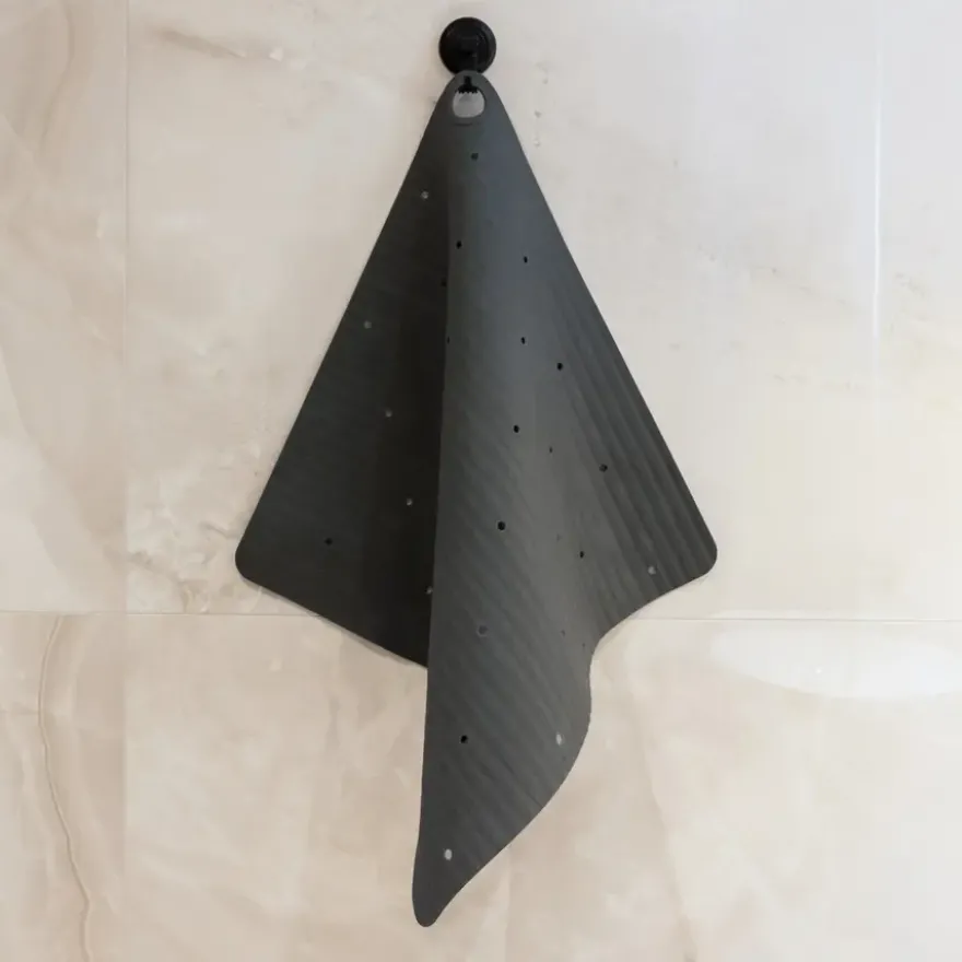 Sealskin antislip douchemat Ribb 55x55 cm antraciet (inclusief zwarte haak)