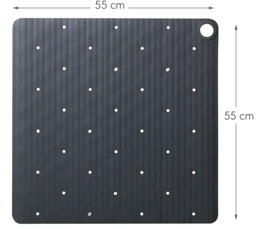 Sealskin antislip douchemat Ribb 55x55 cm antraciet (inclusief zwarte haak)
