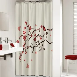 Sealskin Blossom douchegordijn rood 180 x 200 cm