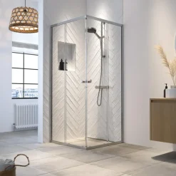 Sealskin douchecabine hoekinstap met schuifdeuren Hooked chroom 90 x 90 x 200 cm