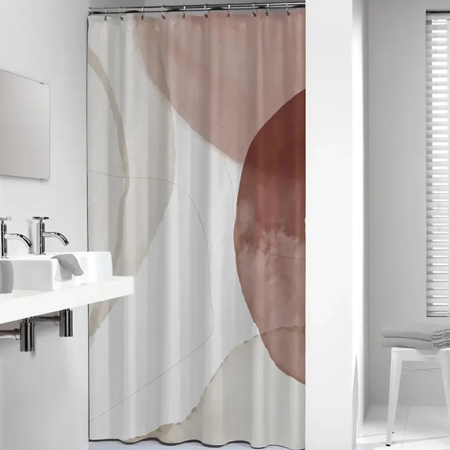 Sealskin douchegordijn earth 180x200cm donker roze/wit
