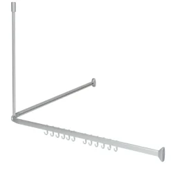 Sealskin Easy Roll douchegordijnstang mat aluminium 90x90 cm incl. haken en plafondsteun