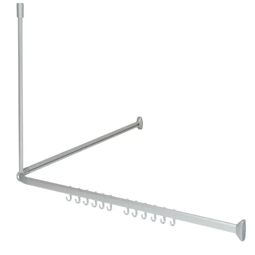 Sealskin Easy Roll douchegordijnstang mat aluminium 90x90 cm incl. haken en plafondsteun