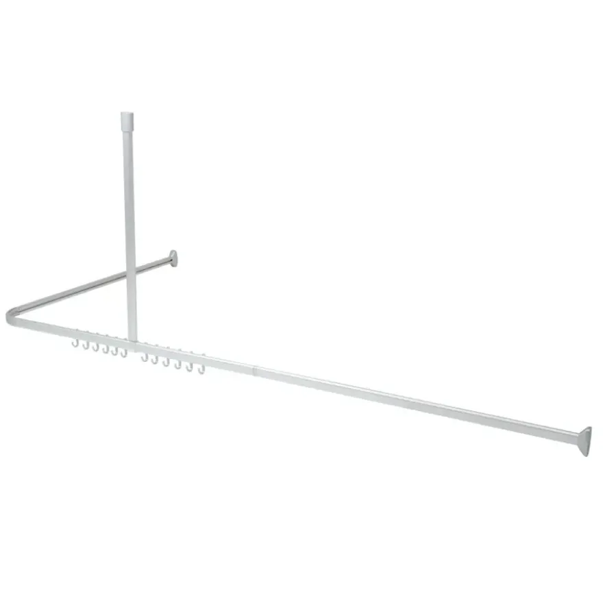 Sealskin Easy Roll douchegordijnstang mat aluminium 90x90 cm incl. haken en plafondsteun