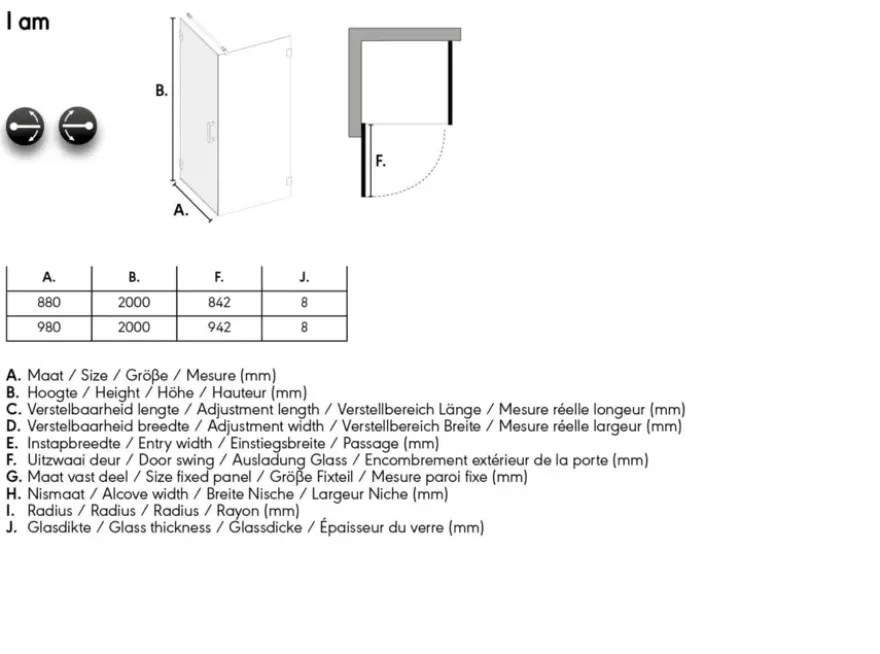 Sealskin Swingdeur voor Douchewand I AM 100x200 cm Zwart