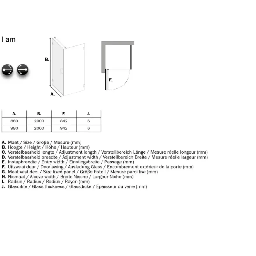 Sealskin Swingdeur voor Douchewand I AM 200x90 cm RVS