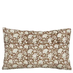 Sierkussen bloemen donker bruin - l55xb35xh10cm