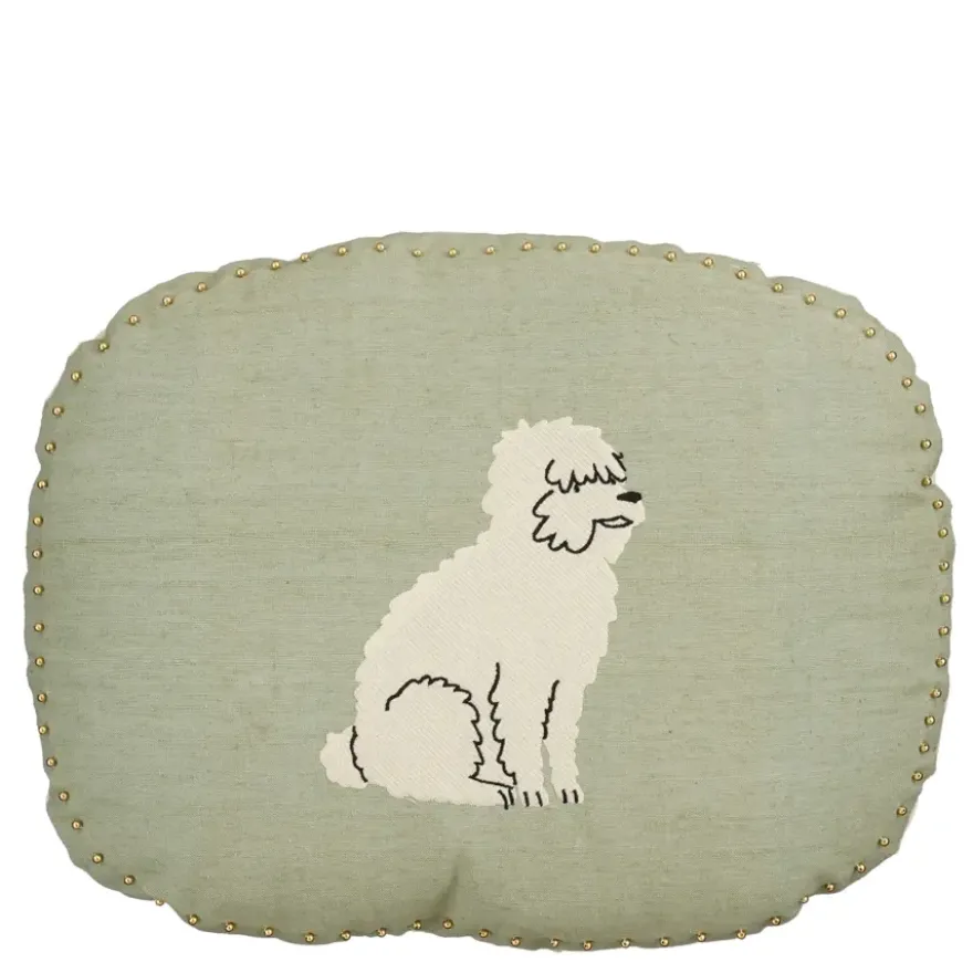 Sierkussen ovaal hond licht groen - l45xb35xh10cm