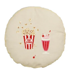 Sierkussen rond popcorn roze - h10xd45cm