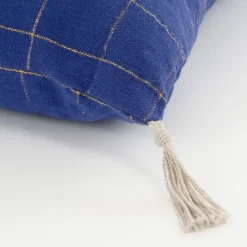 Sierkussen ruit blauw - l55xb35xh10cm