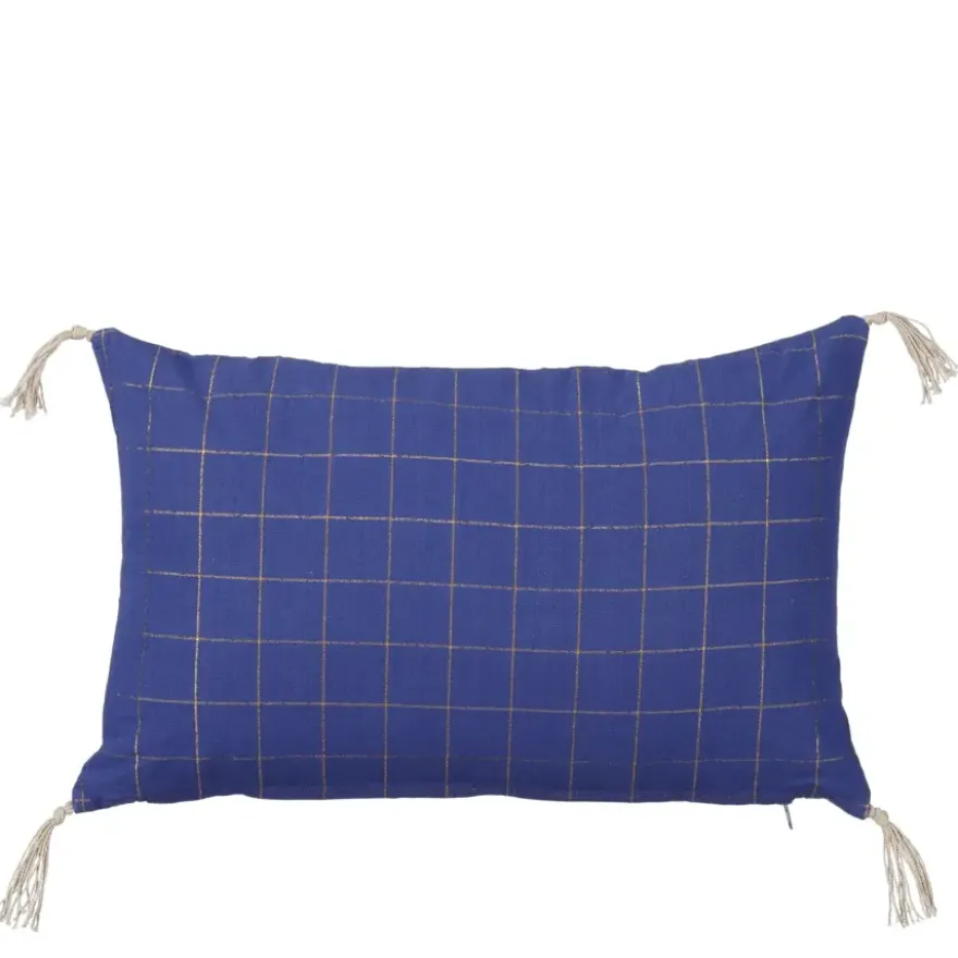 Sierkussen ruit blauw - l55xb35xh10cm