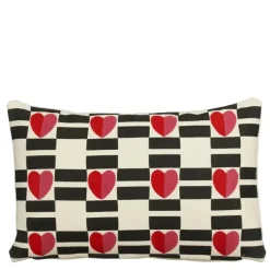 Sierkussen streep hart rood - l55xb35xh10cm