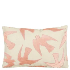 Sierkussen vogel licht roze - l55xb35xh10cm