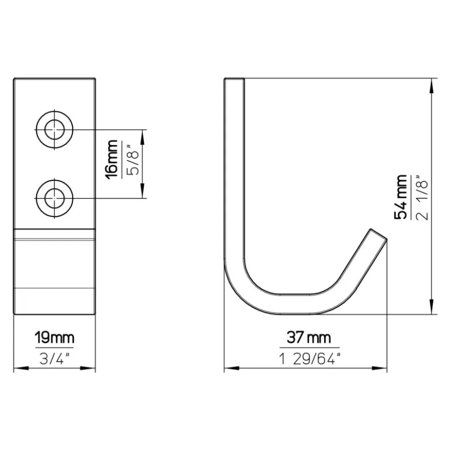 Siro jashaak Boaz zwart zamak – geschikt voor lattenwand 1,9 cm – 1 stuk
