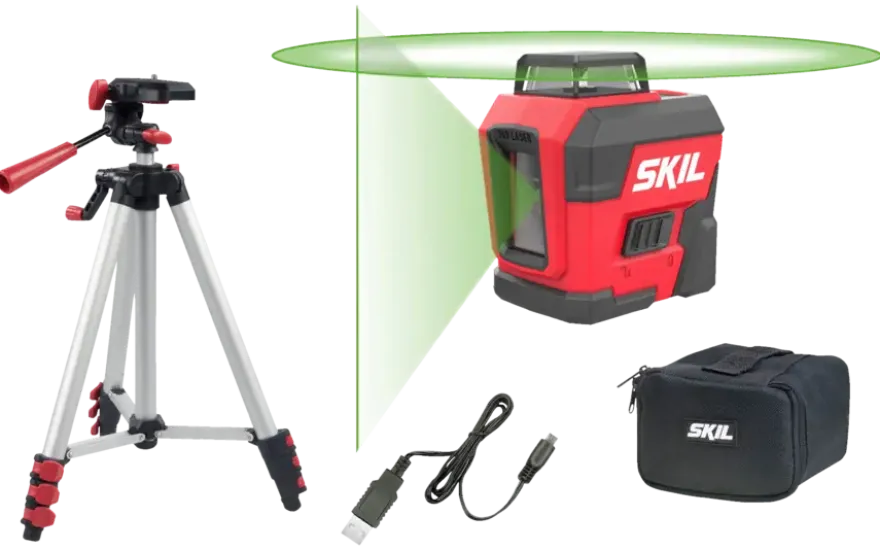 SKIL kruislijnlaser / rotatielaser 360° groen 30m 1961DA Li-ion – incl. USB oplaadkabel en statief