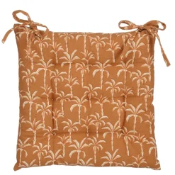 Stoelkussen tuin katoen palmbomen design oranje 40 x 40 x 5 cm