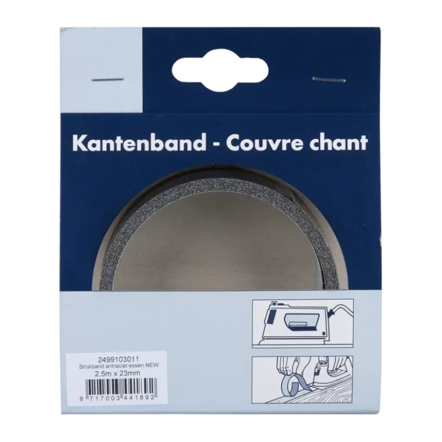 Strijkband antraciet essen 23 mm 2,5 m