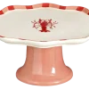 Taartschaal op voet kreeft rood - l29xb27,5xh11cm