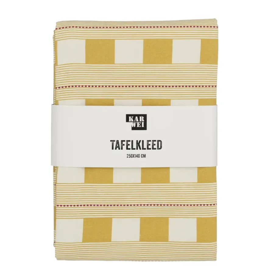 Tafelkleed block oker - l250xb140cm
