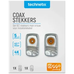Technetix coax connector haaks male/female