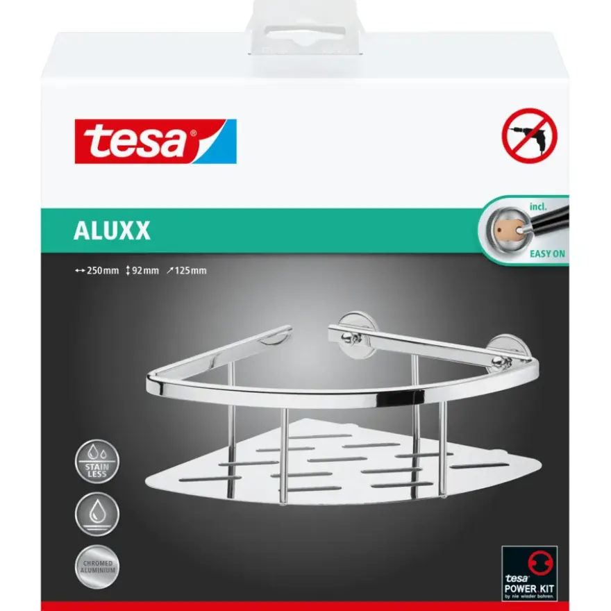 Tesa Aluxx hoek doucherek verchroomd aluminium