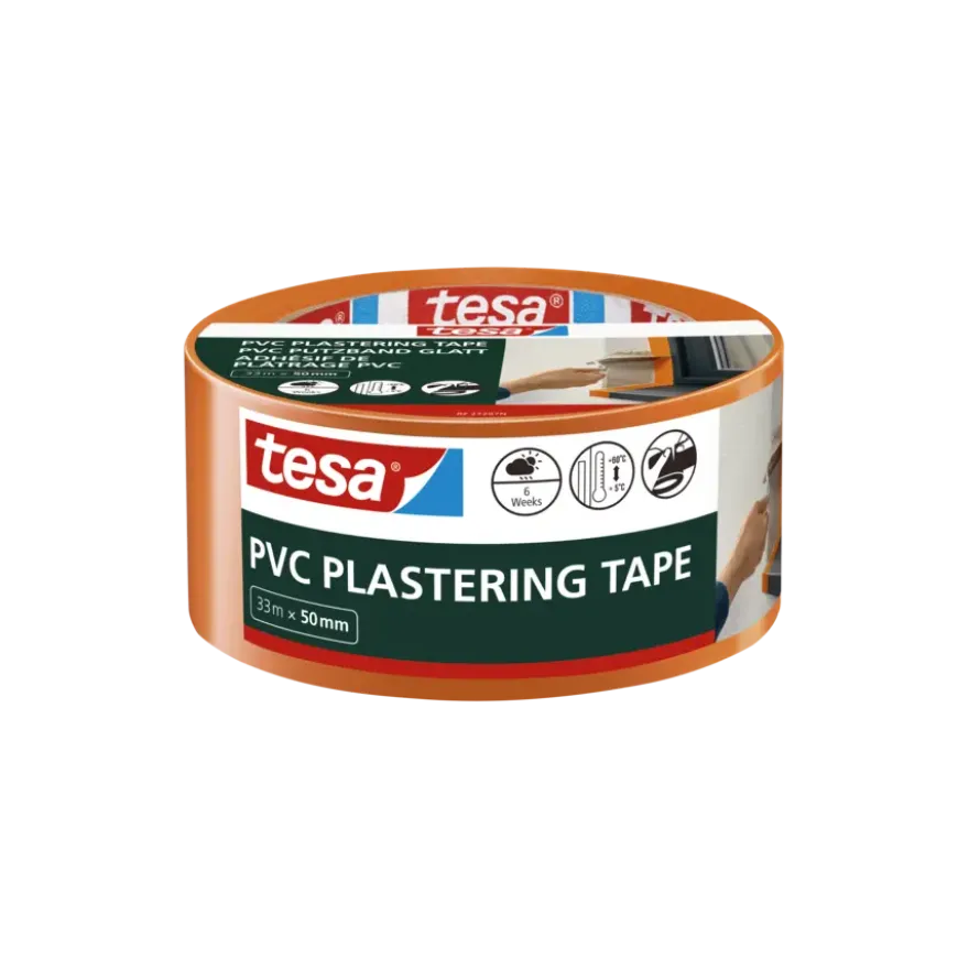 Tesa bepleisteringstape PVC oranje 50 mm x 33 m