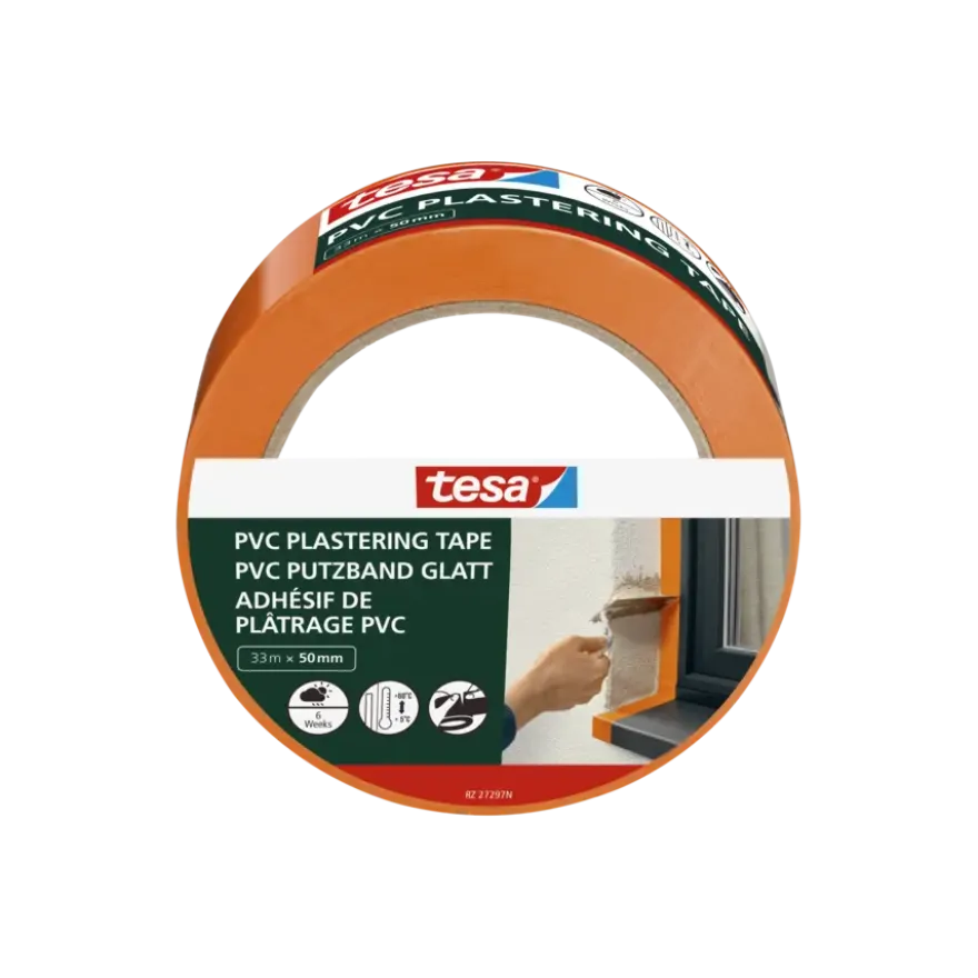 Tesa bepleisteringstape PVC oranje 50 mm x 33 m