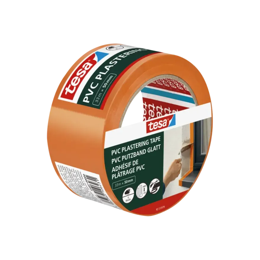 Tesa bepleisteringstape PVC oranje 50 mm x 33 m