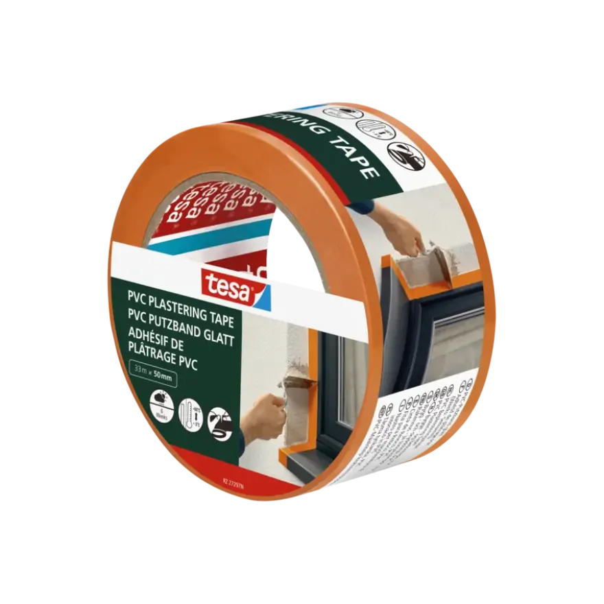 Tesa bepleisteringstape PVC oranje 50 mm x 33 m