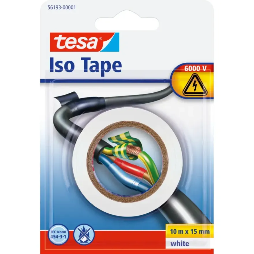 Tesa elektrische isolatietape wit 10 m x 15 mm