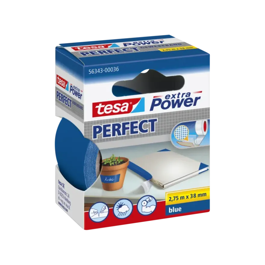 Tesa Extra Power Perfect ducttape blauw 38 mm x 2,75 m