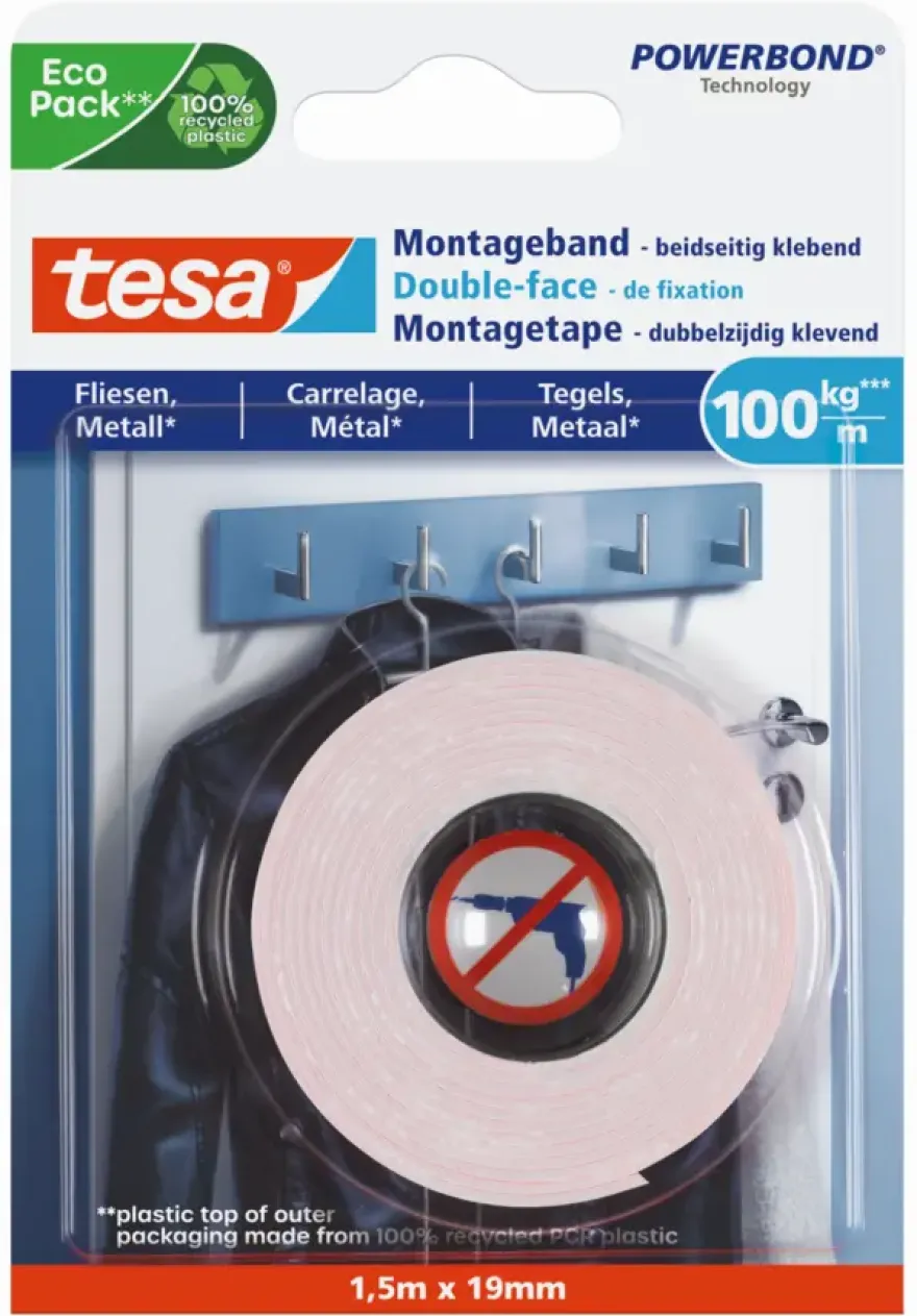 Tesa Montagetape voor Tegels & Metaal 100 kg/m