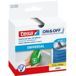 Tesa On&Off klittenband wit 20 mm / 2,5 m