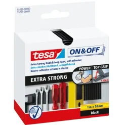 Tesa On&Off klittenband zwart 50 mm / 1 m