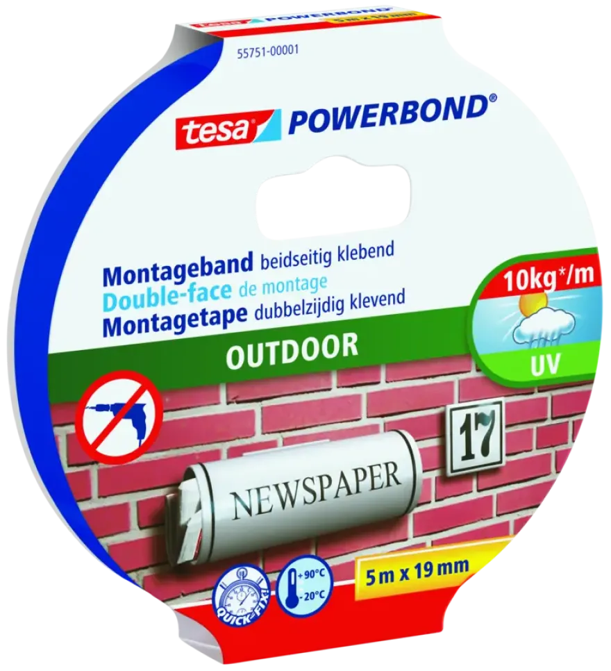 Tesa Powerbond Outdoor montagetape groen 5 m x 19 mm